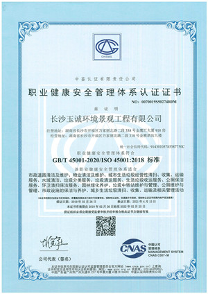 職業(yè)健康安全管理體系認證書(shū)